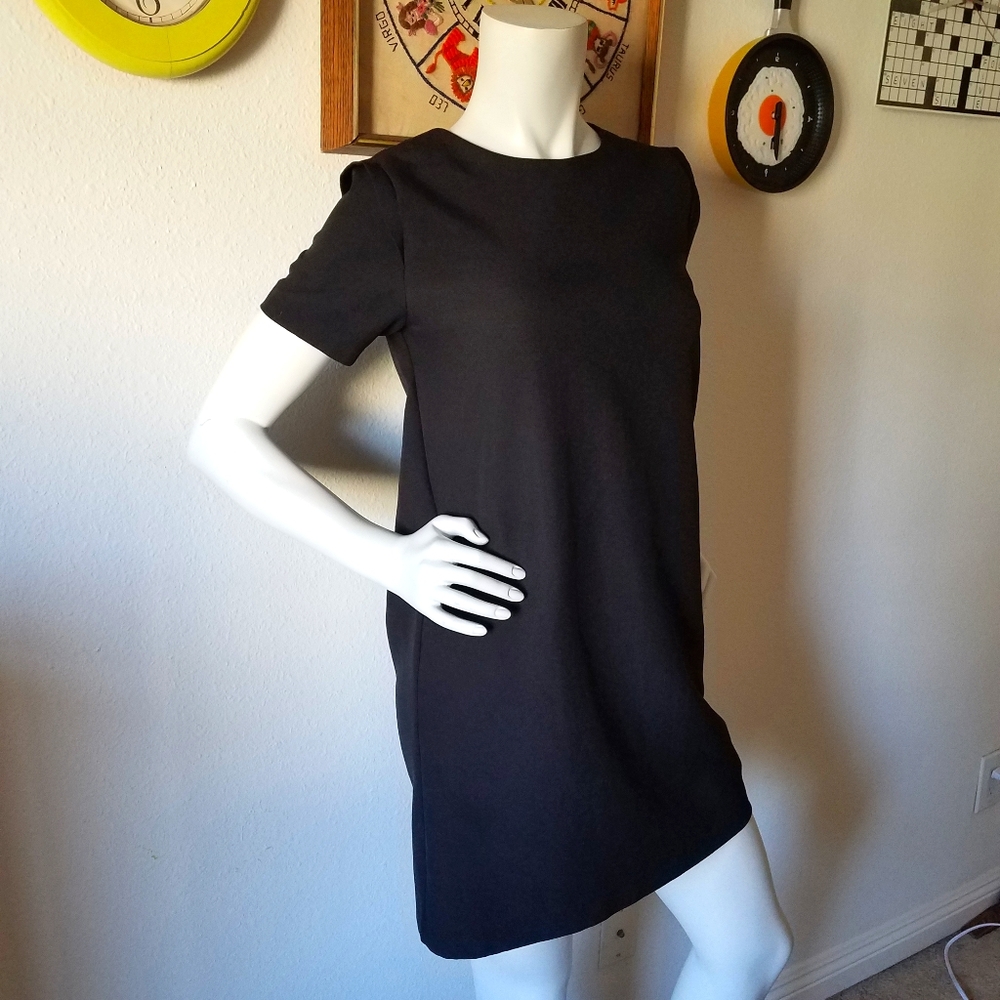 Zara Black Shift Dress Sz Sm